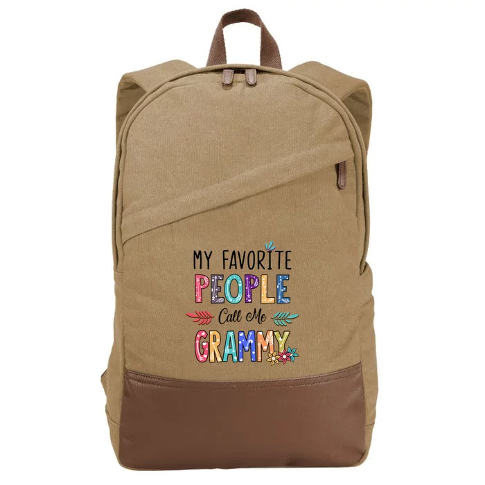 My Favorite People Call Me Grammy Floral Art Mothers Day Cotton Canvas Backpack