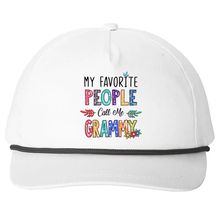 My Favorite People Call Me Grammy Floral Art Mothers Day Snapback Five-Panel Rope Hat