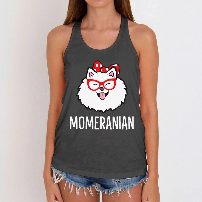 Momeranian Funny Pomeranian Mom Cute Pet Pomeranian Women's Knotted Racerback Tank