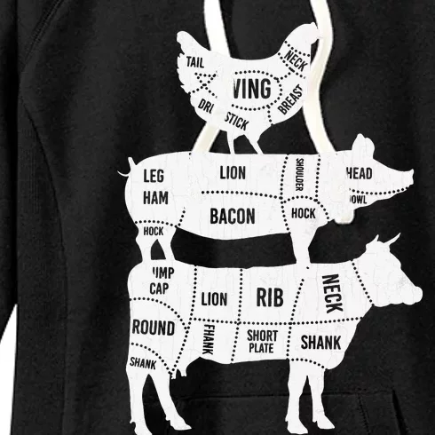 My Food Pyramid Funny Cute Cows Animal Lover Women's Fleece Hoodie