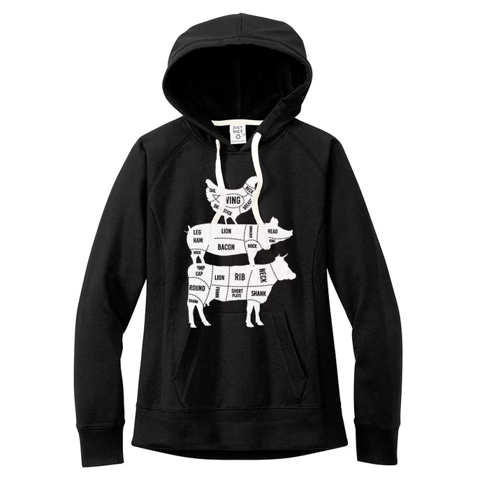 My Food Pyramid Funny Cute Cows Animal Lover Women's Fleece Hoodie