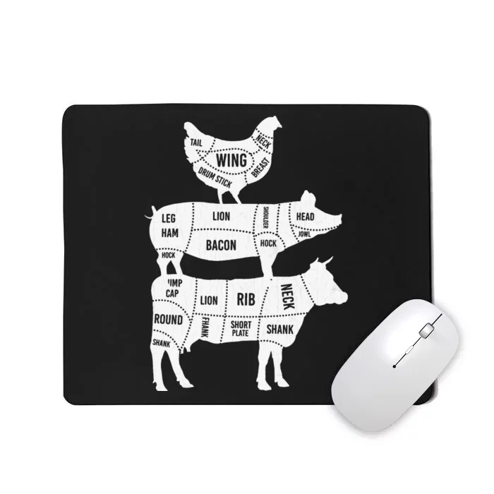 My Food Pyramid Funny Cute Cows Animal Lover Mousepad