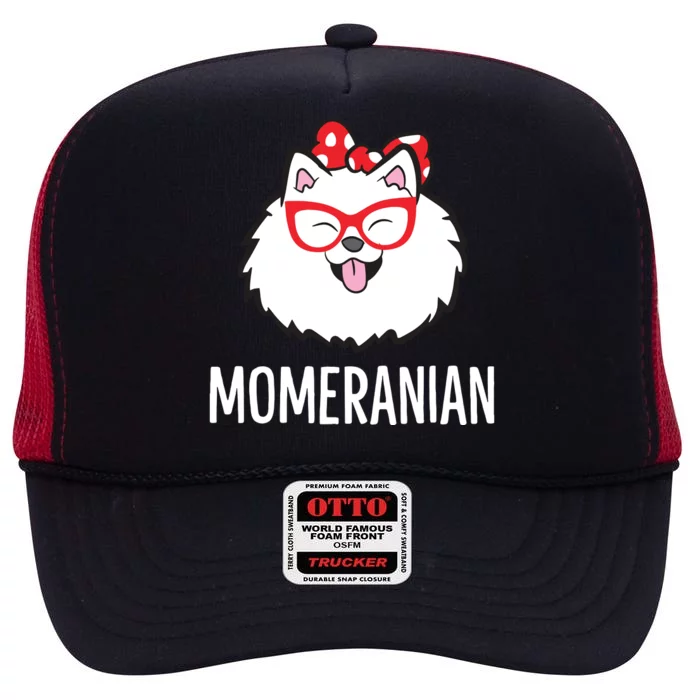 Momeranian Funny Pomeranian Mom Cute Pet Pomeranian High Crown Mesh Trucker Hat