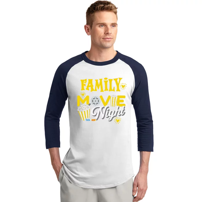 Movie Fan Popcorn Lover Baseball Sleeve Shirt