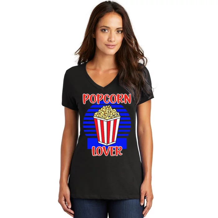 Movie Fan Popcorn Lover Women's V-Neck T-Shirt