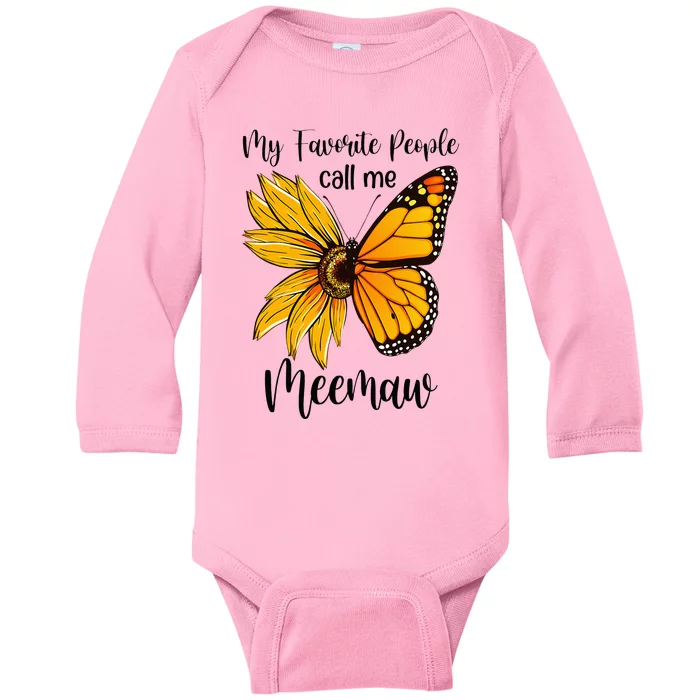 My Favorite People Call Me Meemaw Mother's Day Gifts Baby Long Sleeve Bodysuit