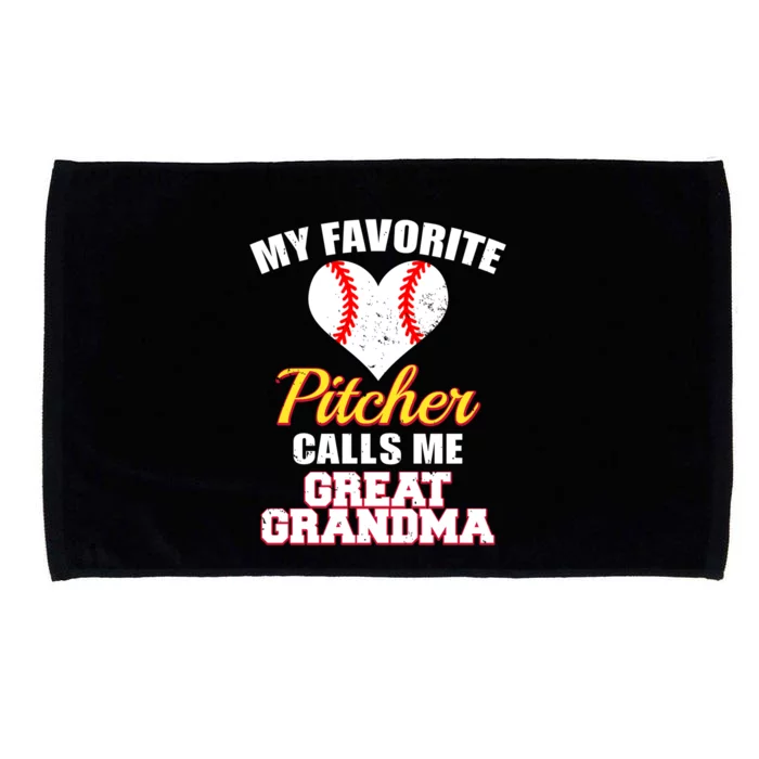 My Favorite Pitcher Calls Me Great Grandma Baseball Grandma Gift Microfiber Hand Towel