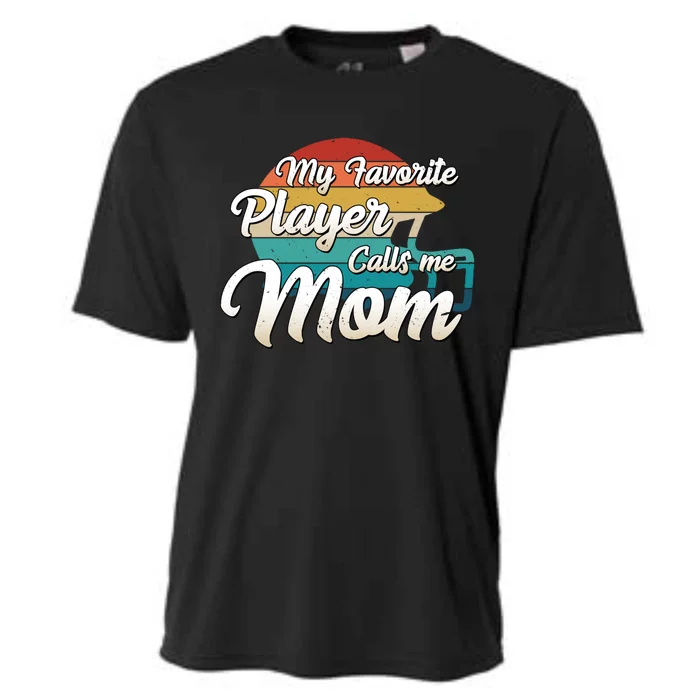 My Favorite Player Calls Me Mom Retro Football Helmet Mama Great Gift Cooling Performance Crew T-Shirt