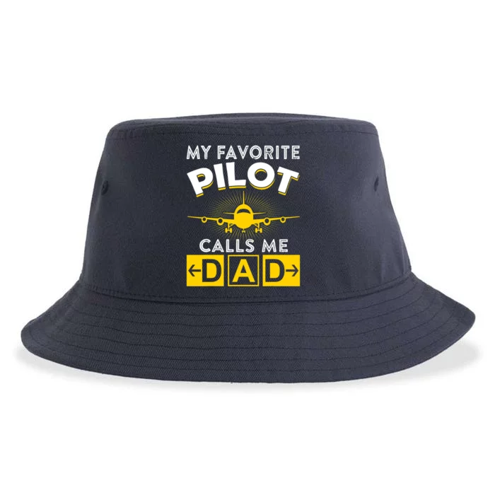 My Favorite Pilot Calls Me Dad Aviation Pilot Fathers Day Sustainable Bucket Hat