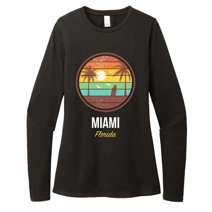 Miami Florida Retro Vintage Sunset Womens CVC Long Sleeve Shirt