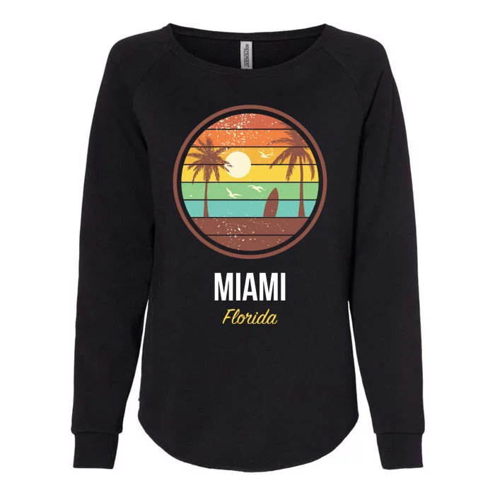 Miami Florida Retro Vintage Sunset Womens California Wash Sweatshirt