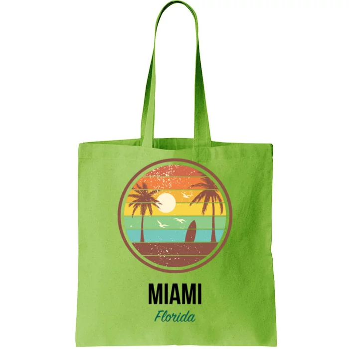 Miami Florida Retro Vintage Sunset Tote Bag