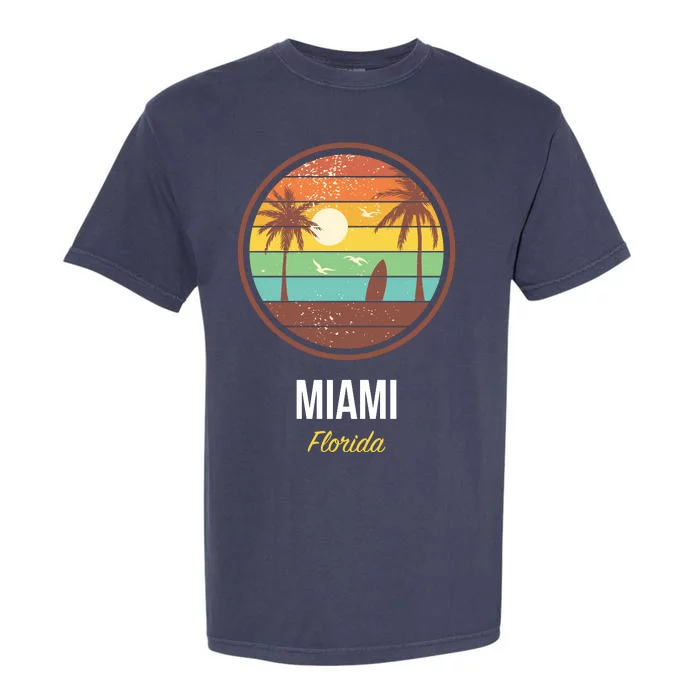 Miami Florida Retro Vintage Sunset Garment-Dyed Heavyweight T-Shirt