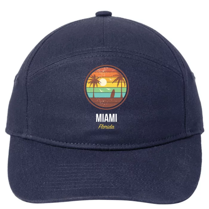 Miami Florida Retro Vintage Sunset 7-Panel Snapback Hat