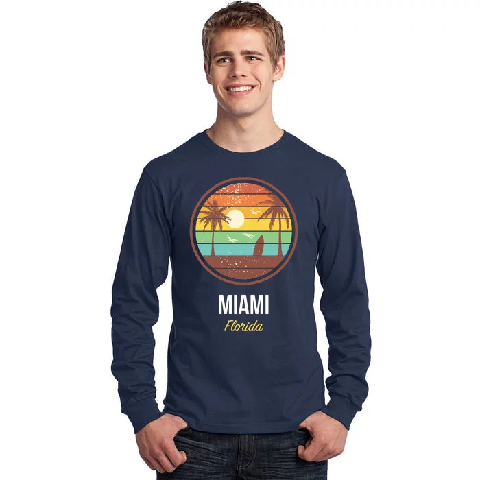 Miami Florida Retro Vintage Sunset Tall Long Sleeve T-Shirt