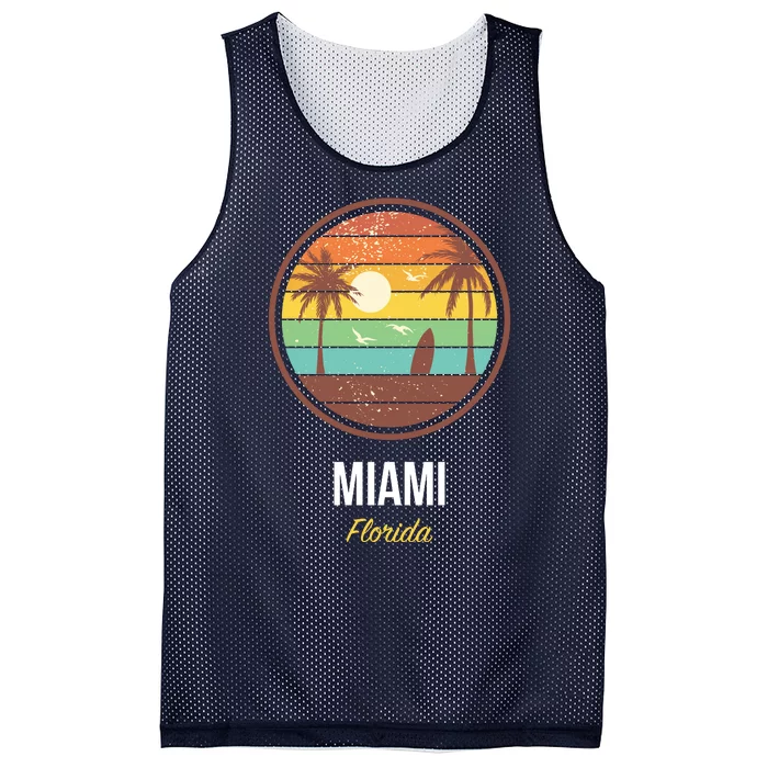 Miami Florida Retro Vintage Sunset Mesh Reversible Basketball Jersey Tank