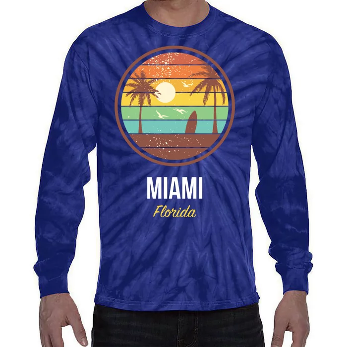 Miami Florida Retro Vintage Sunset Tie-Dye Long Sleeve Shirt