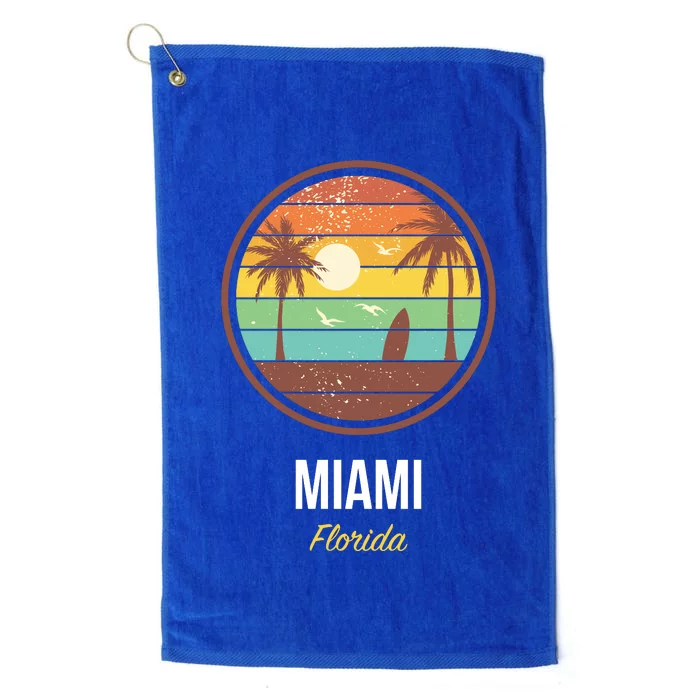 Miami Florida Retro Vintage Sunset Platinum Collection Golf Towel