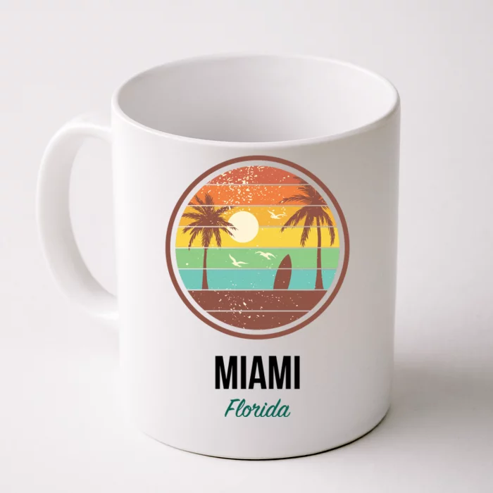 Miami Florida Retro Vintage Sunset Front & Back Coffee Mug