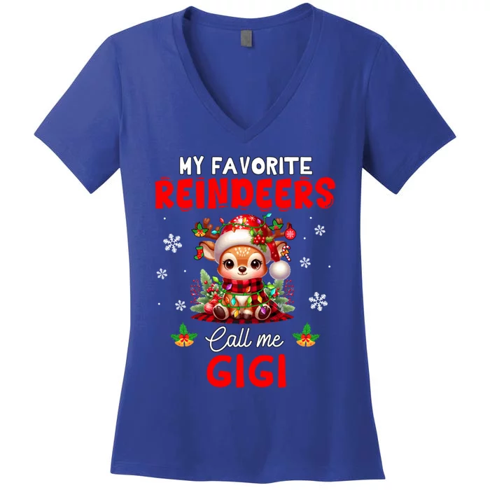 My Favorite Reindeers Call Me Gigi Xmas Colorful Family Women's V-Neck T-Shirt