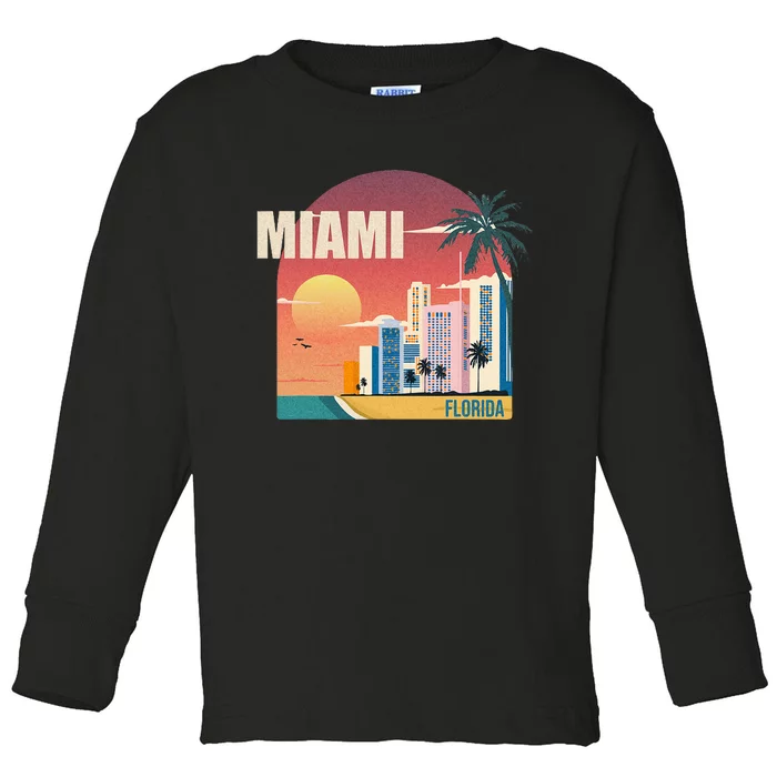 Miami Florida Retro Toddler Long Sleeve Shirt