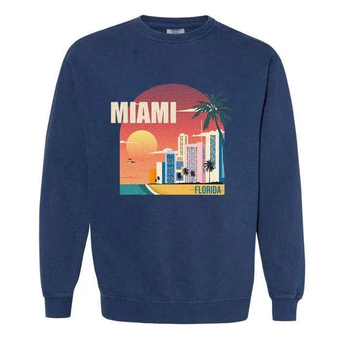 Miami Florida Retro Garment-Dyed Sweatshirt