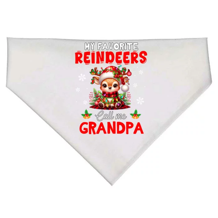 My Favorite Reindeers Call Me Grandpa Xmas Colorful Family USA-Made Doggie Bandana