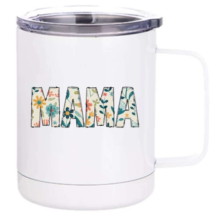 Mama Floral Retro Front & Back 12oz Stainless Steel Tumbler Cup