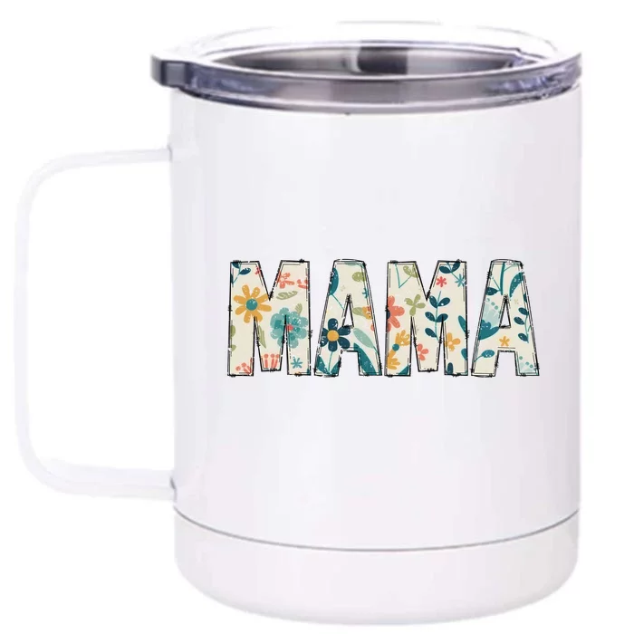 Mama Floral Retro Front & Back 12oz Stainless Steel Tumbler Cup