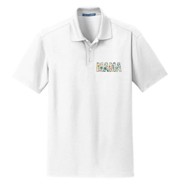 Mama Floral Retro Dry Zone Grid Performance Polo