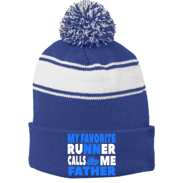 My Favorite Runner Calls Me Father Running Lover Great Gift Stripe Pom Pom Beanie