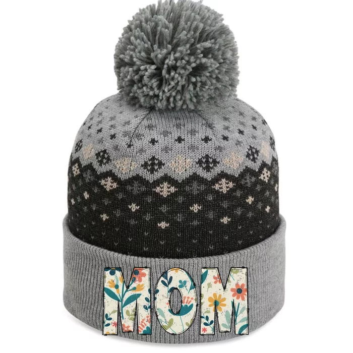 Mom Floral Retro The Baniff Cuffed Pom Beanie