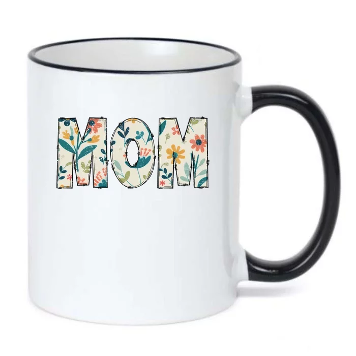 Mom Floral Retro Black Color Changing Mug