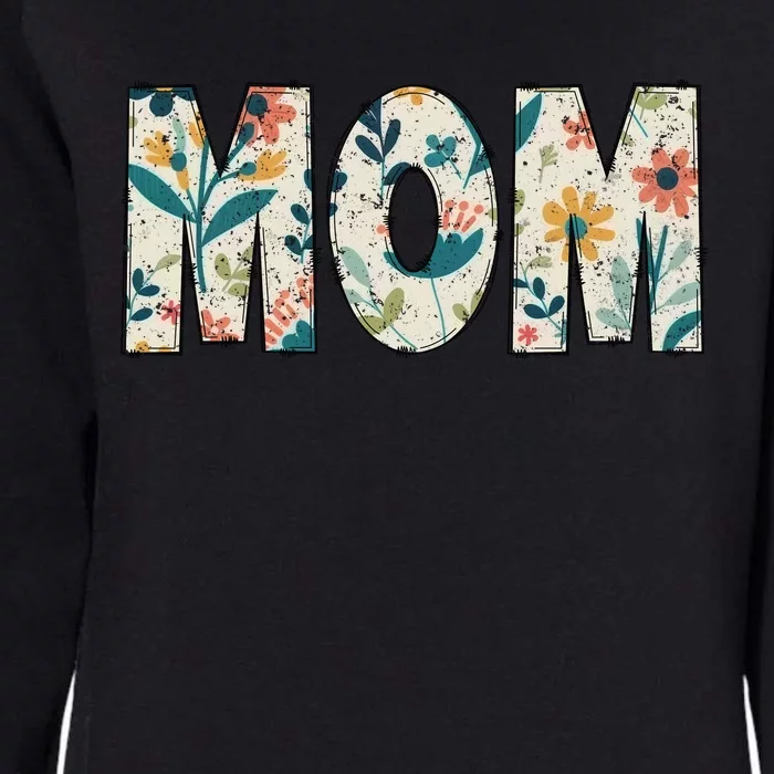 Mom Floral Retro Womens California Wash Sweatshirt