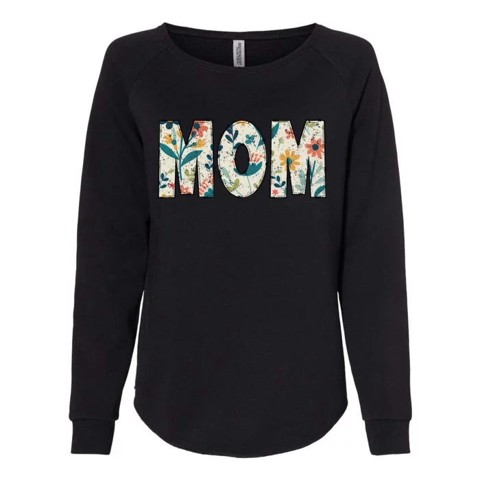 Mom Floral Retro Womens California Wash Sweatshirt