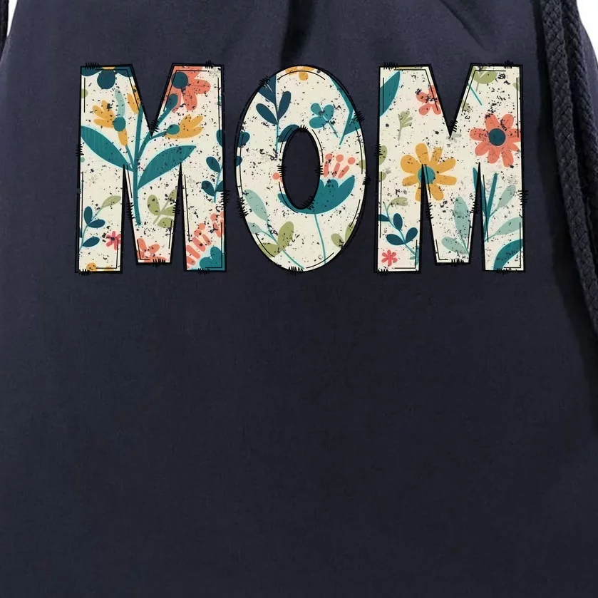 Mom Floral Retro Drawstring Bag