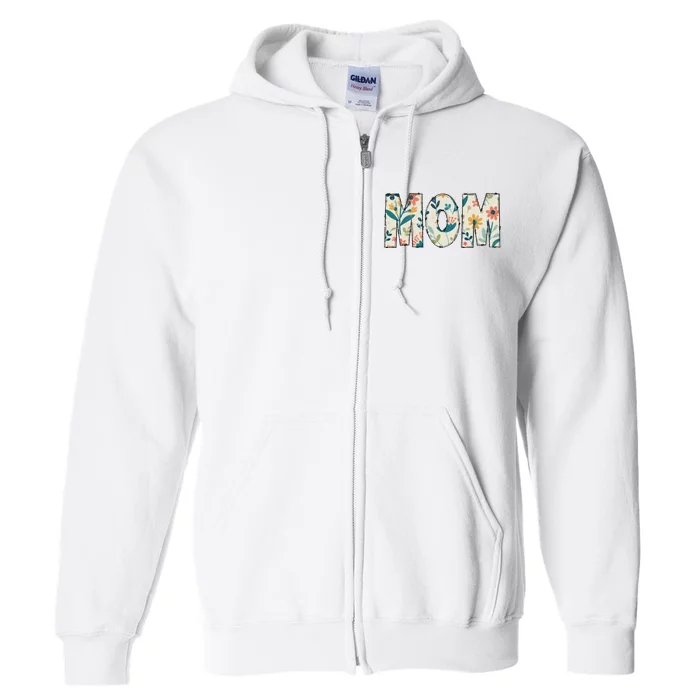 Mom Floral Retro Full Zip Hoodie