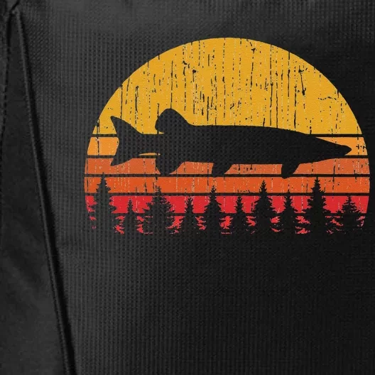 Muskie Fishing Retro Musky Fisherman Treeline Sunset City Backpack