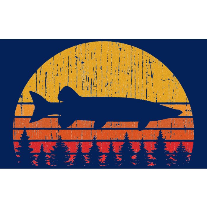 Muskie Fishing Retro Musky Fisherman Treeline Sunset Bumper Sticker