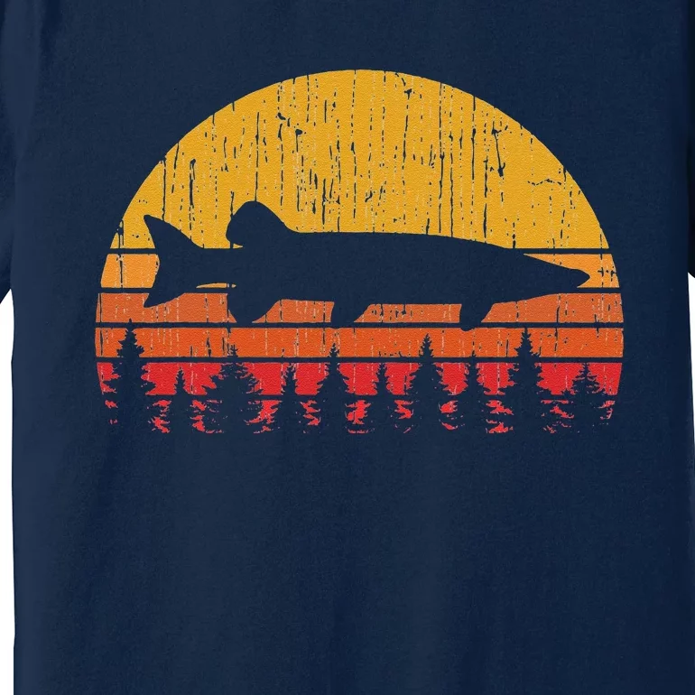 Muskie Fishing Retro Musky Fisherman Treeline Sunset Premium T-Shirt