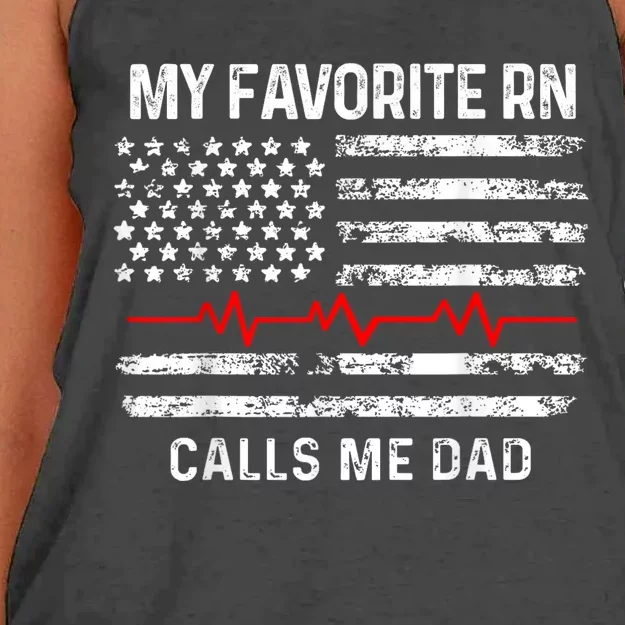 My Favorite Rn Calls Me Dad Registered Nurse Dad Gift Women's Knotted Racerback Tank