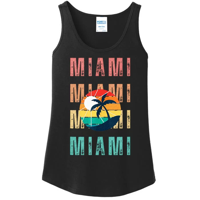 Miami Florida Retro Summer Beach Vibes Top Ladies Essential Tank