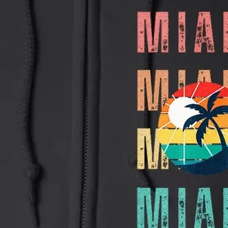 Miami Florida Retro Summer Beach Vibes Top Full Zip Hoodie