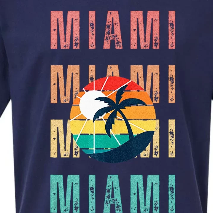 Miami Florida Retro Summer Beach Vibes Top Sueded Cloud Jersey T-Shirt