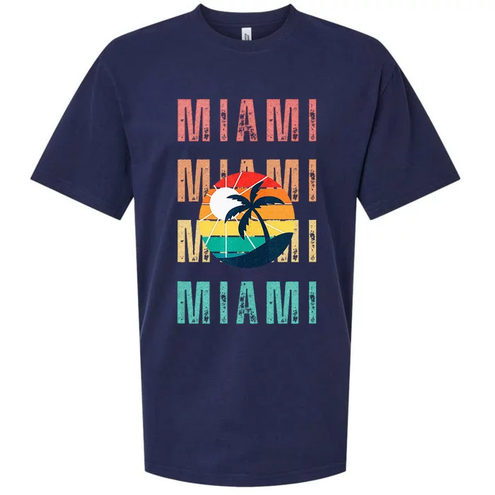 Miami Florida Retro Summer Beach Vibes Top Sueded Cloud Jersey T-Shirt