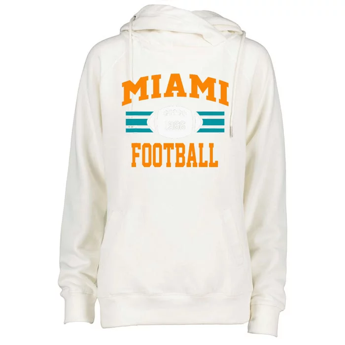 Miami Football Retro Sports Fan Gear Womens Funnel Neck Pullover Hood