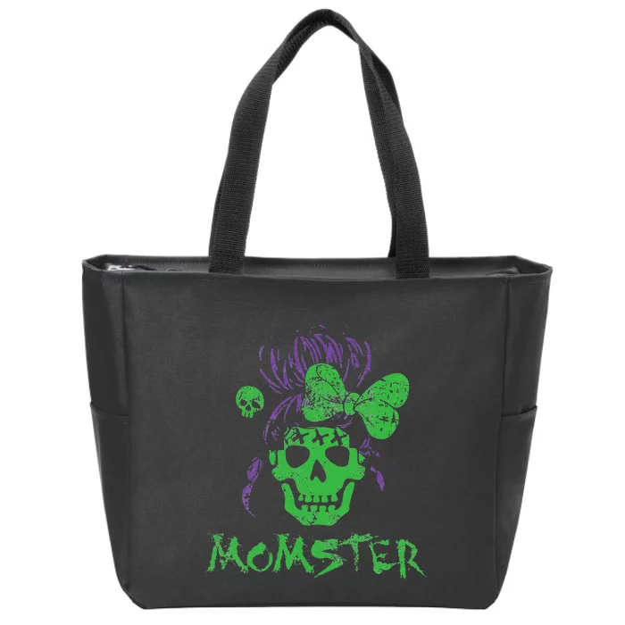 Momster For  Retro Funny Horror Zombie Halloween Zip Tote Bag