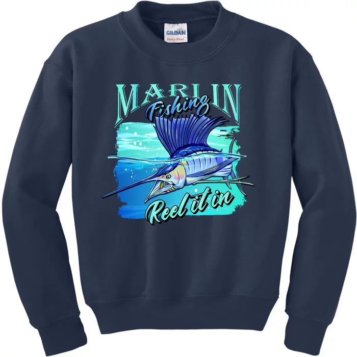 Marline Fishing Reel It In Kids Sweatshirt