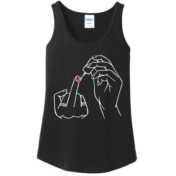 Middle Finger Red Nail Polish Ladies Essential Tank