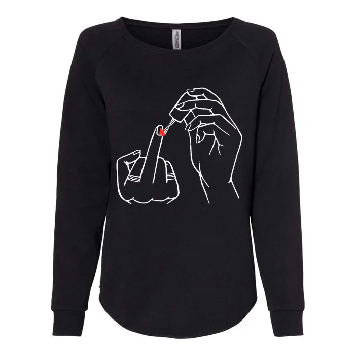 Middle Finger Red Nail Polish Womens California Wash Sweatshirt